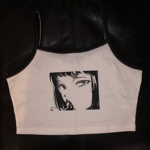 SHEIN Crop Tank Anime Girl Egirl Ahegao